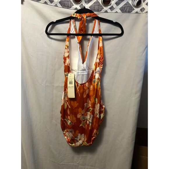 NWT Gottex Amore Deep Pluge Halter One Piece Swim Suit Size 14 Spice - Picture 5 of 5